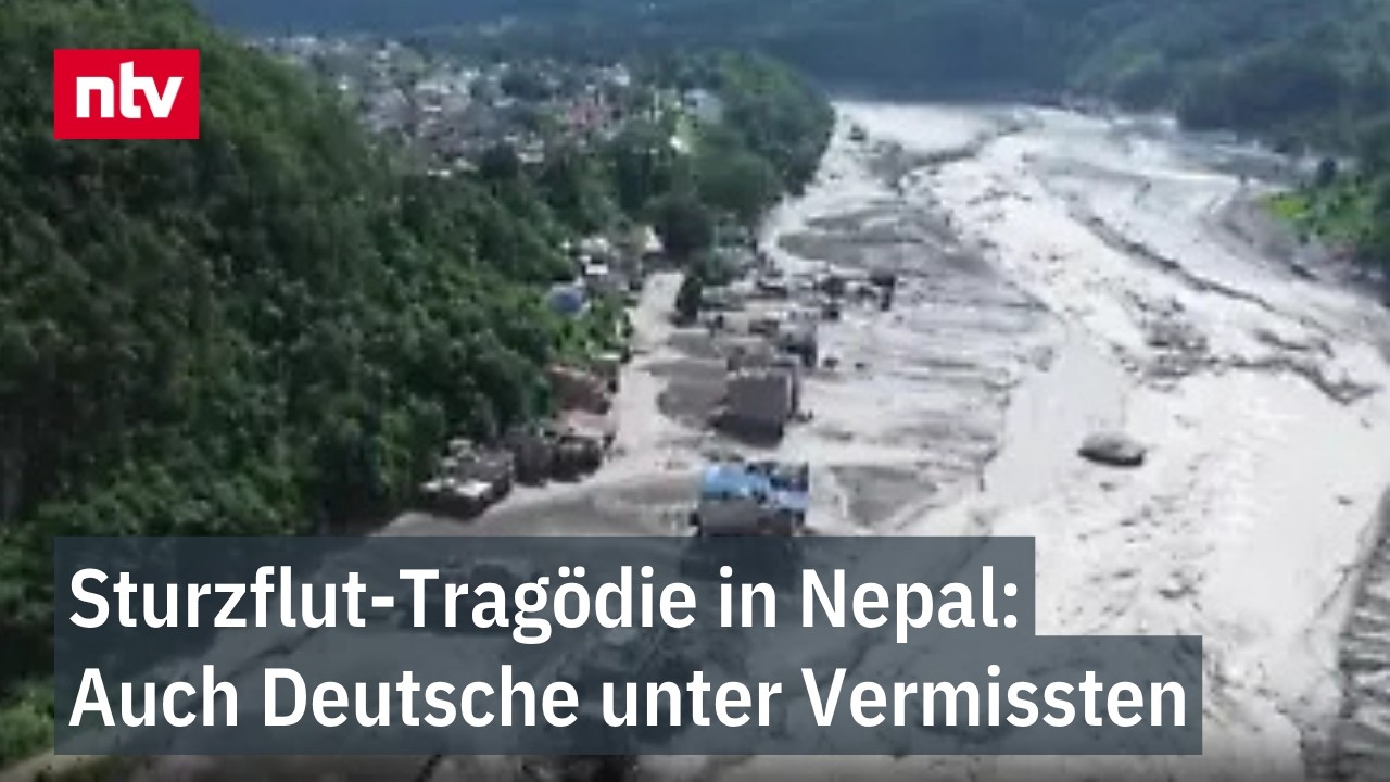 Sturzflut Nepal – Schlamm und Geröll nach der Sturzflut in Nepal nahe der Grenze zu Tibet – Rettungskräfte im Einsatz