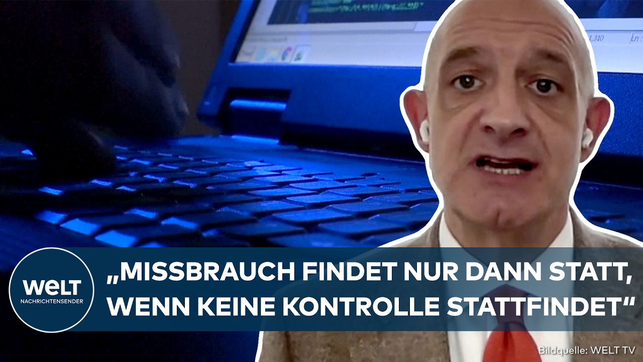 Symbolbild zur Geheimdienstreform: Serverraum mit Sicherheitstechnik und digitalen Überwachungsmonitoren