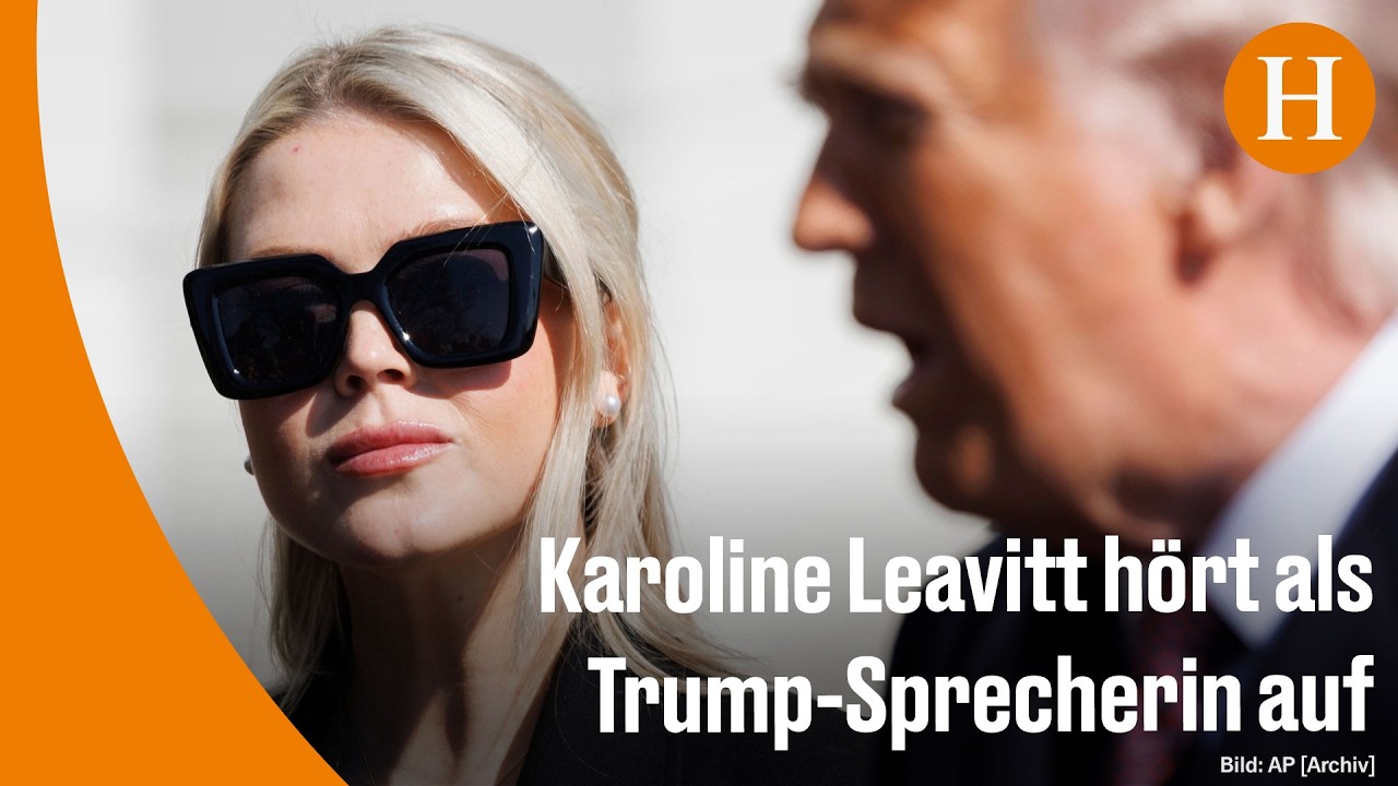Karoline Leavitt am Rednerpult des Weißen Hauses bei einer Pressekonferenz als Sprecherin von Donald Trump
