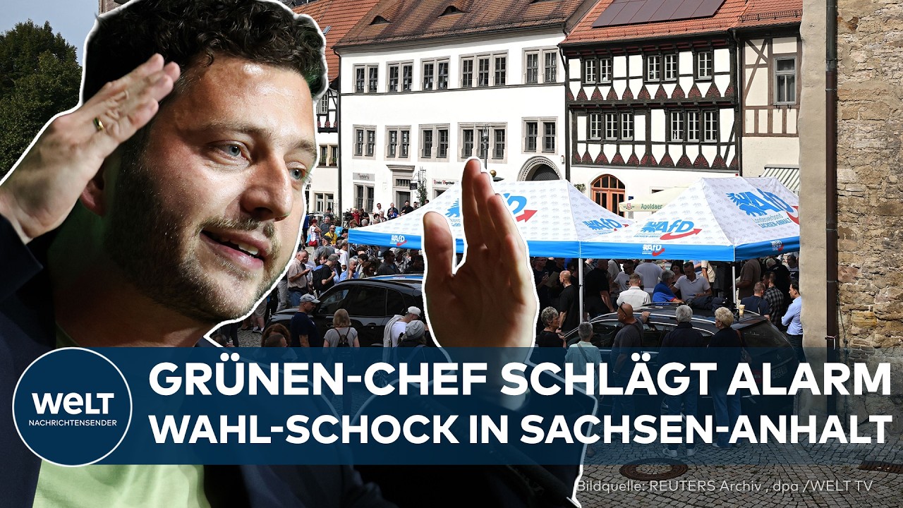 Grünen-Chef Felix Banaszak spricht über die Gefahr einer AfD absolute Mehrheit bei der Landtagswahl in Sachsen-Anhalt