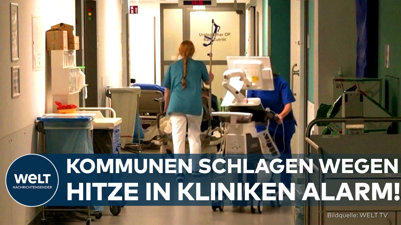 Krankenhaus-Gebäude im Hochsommer – Hitze in Kliniken gefährdet Patienten und Pflegebedürftige