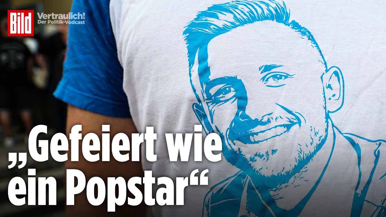AfD-Wahlkampf Sachsen-Anhalt – AfD-Spitzenkandidat Ulrich Siegmund beim Wahlkampf in Sachsen-Anhalt, umringt von Anhängern a…