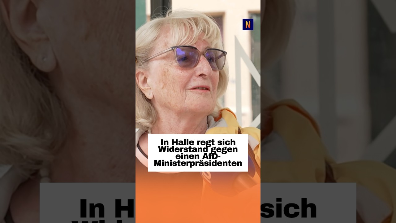 AfD-Widerstand Halle – Protestplakate gegen die AfD in der Innenstadt von Halle als Zeichen des AfD-Widerstands vor der Land…