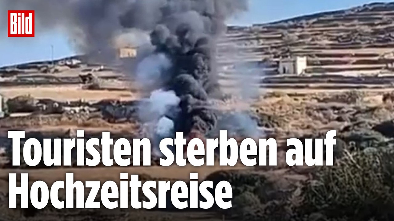 Hubschrauberabsturz Griechenland – Ausgebrannter Hubschrauber auf einer griechischen Insel nach dem tödlichen Hubschrauberab…