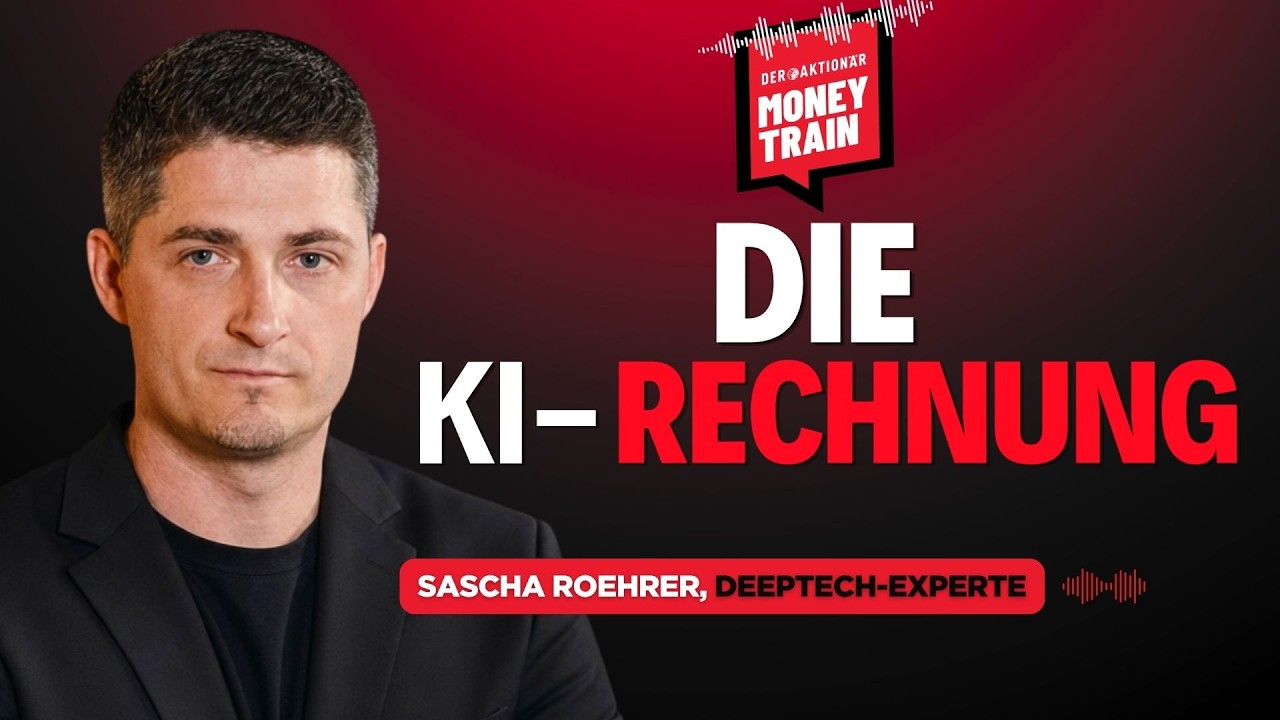 Grafische Darstellung der KI-Token-Wertschöpfungskette mit Chips, Serverracks und Börsenkursen