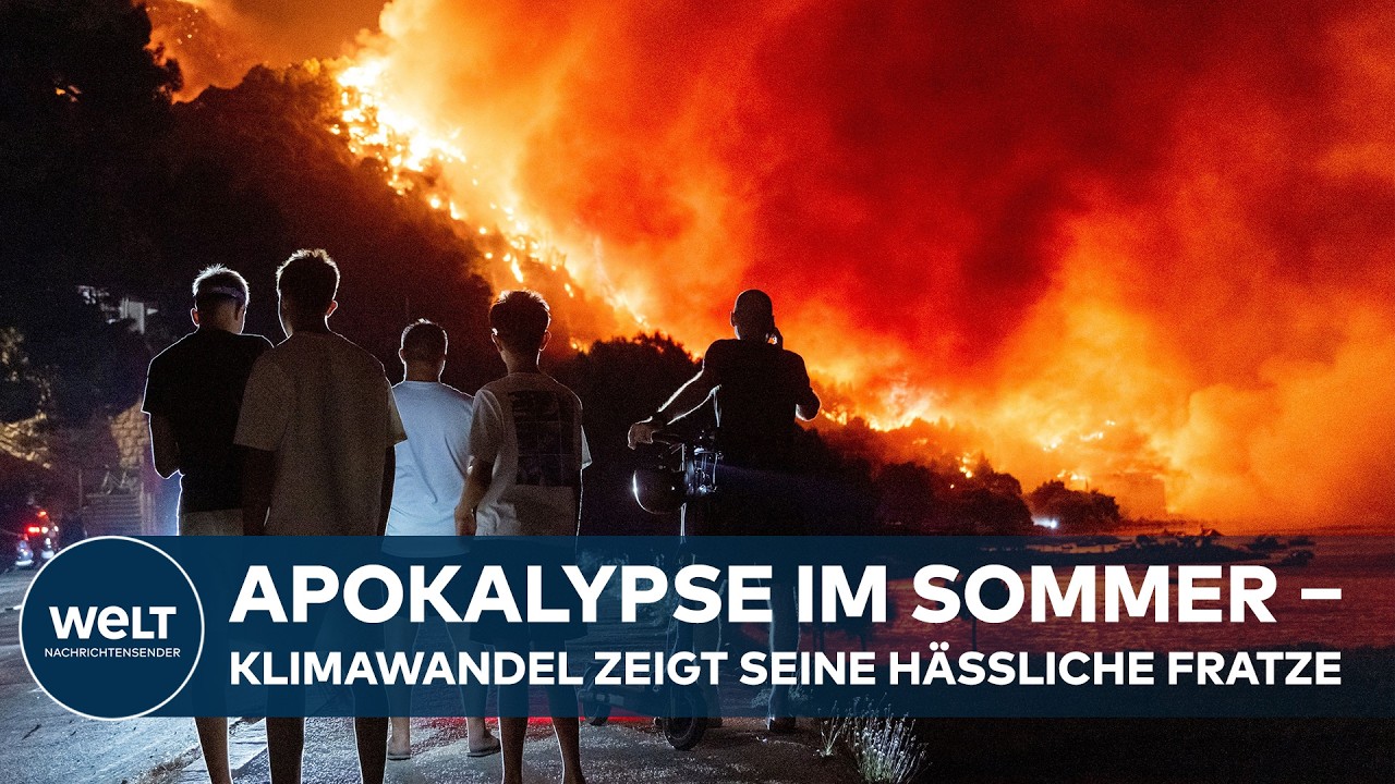 Löschflugzeug im Einsatz über brennendem Waldgebiet – Waldbrand Europa im Sommer 2026
