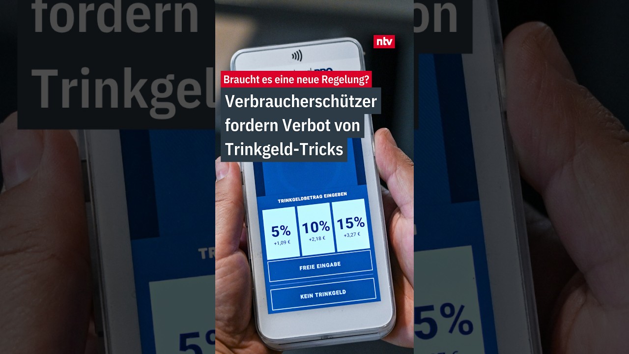 Kassenterminal in einem Restaurant zeigt Trinkgeld-Tricks mit Prozentvorschlägen bei Kartenzahlung