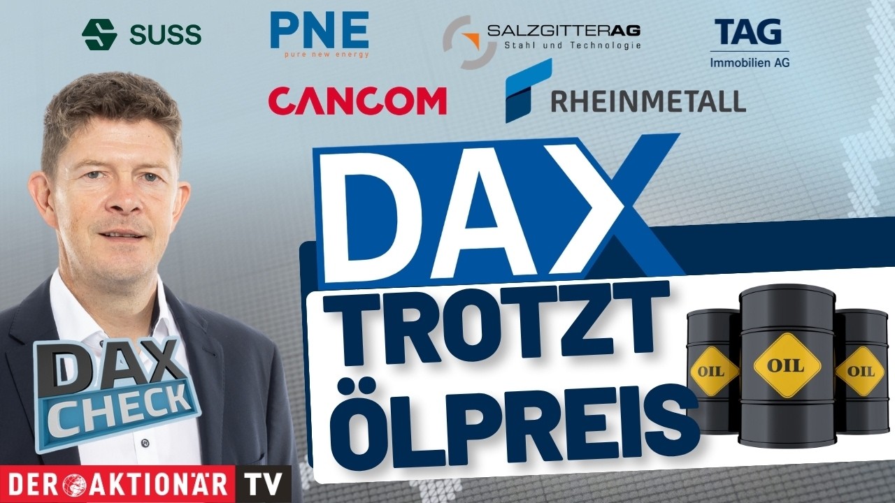 DAX-Kurstabelle auf einem Monitor mit Fokus auf Rheinmetall und Adidas beim DAX-Check