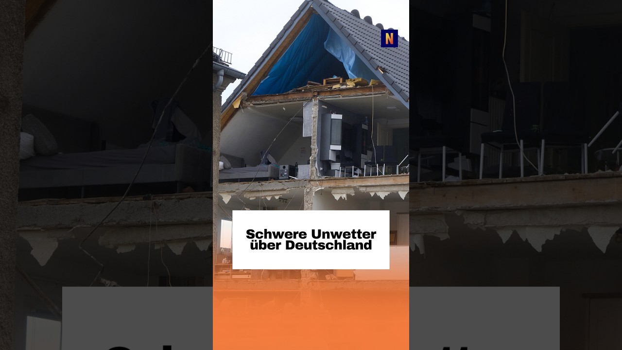 Unwetter Deutschland – Sturmschäden nach schwerem Unwetter in Deutschland – umgestürzte Bäume und beschädigte Häuser nach To…