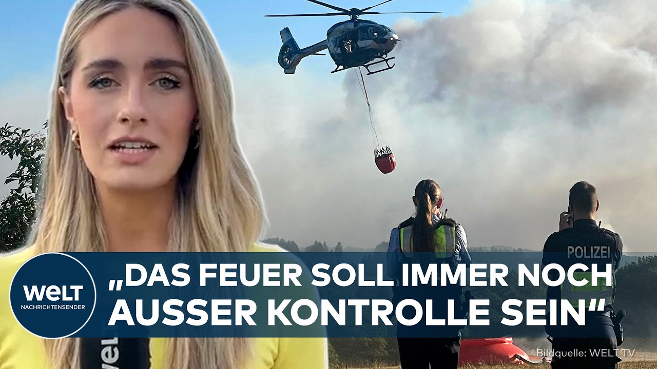 Waldbrand Hürtgenwald – Dichte Rauchwolken über dem Wald bei Hürtgenwald – Waldbrand im Kreis Düren außer Kontrolle