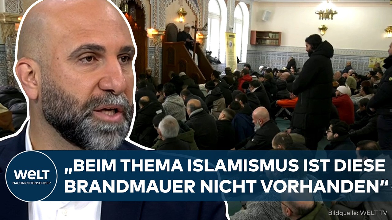 Ahmad Mansour im TV-Studio spricht über die umstrittene Dar-as-Salam-Moschee in Berlin-Neukölln