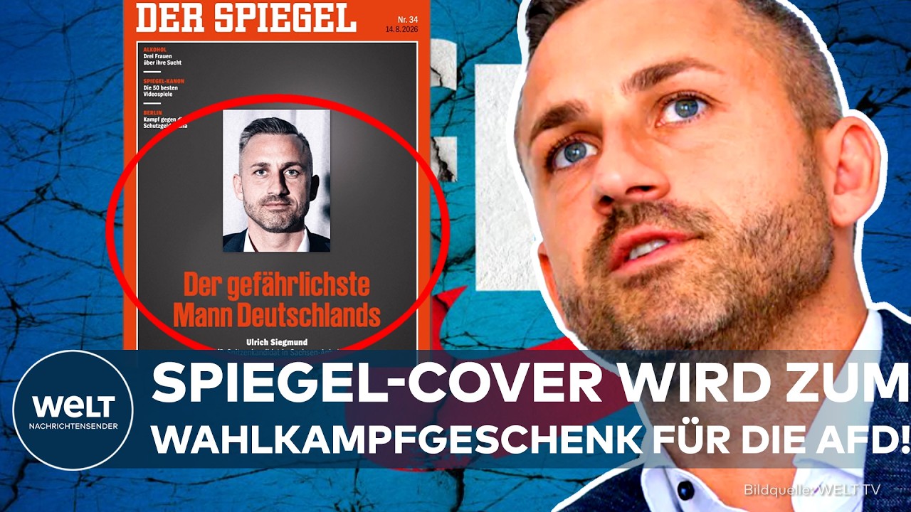 Spiegel Titel Siegmund – Ulrich Siegmund, AfD-Spitzenkandidat in Sachsen-Anhalt, hält eine Ausgabe des Spiegel mit dem Titel…