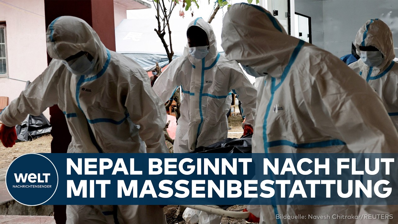 Flutkatastrophe Nepal – Überschwemmte Dörfer in Nepal nach der Flutkatastrophe – Behörden beginnen mit Massenbestattung der …