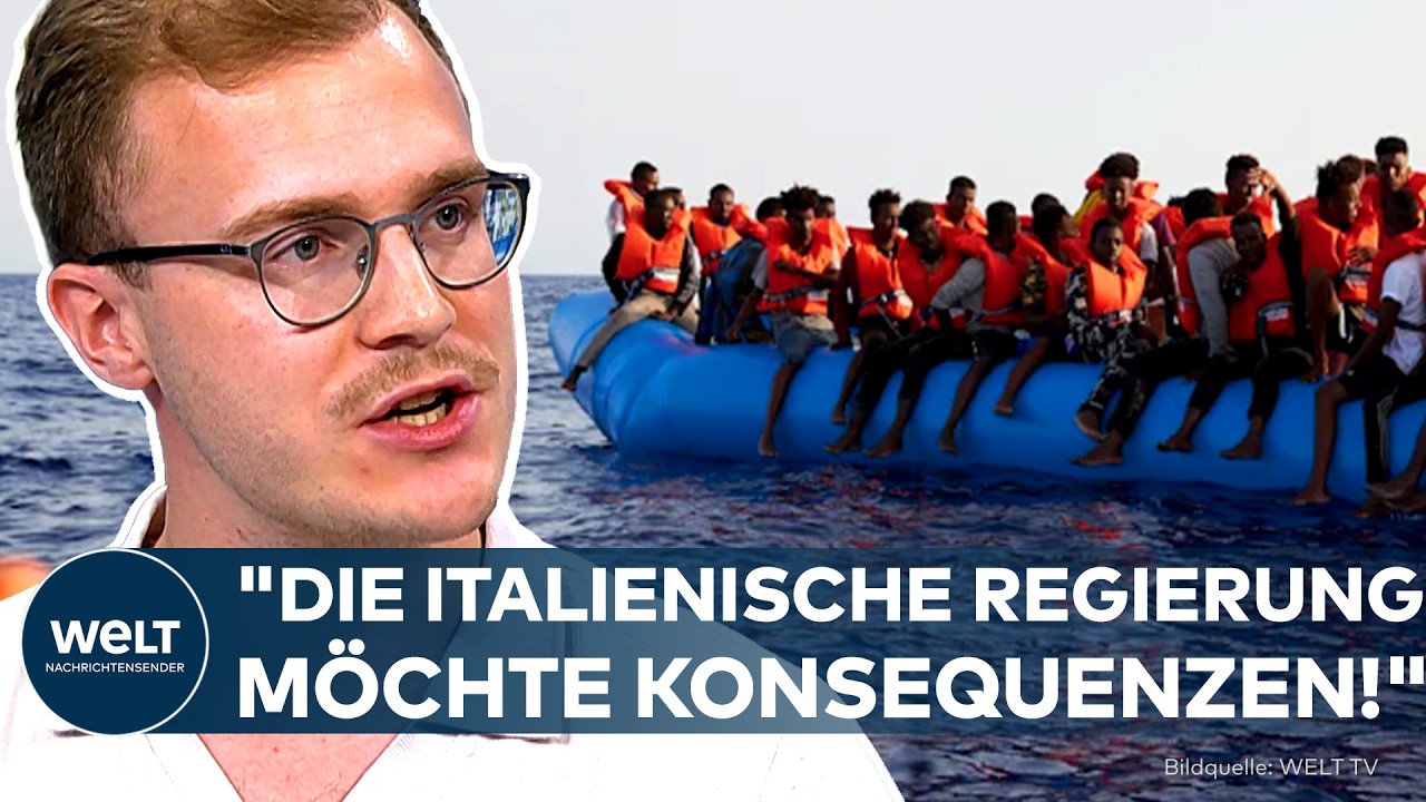 Migrationsstreit Deutschland Italien – Migrationsstreit zwischen Deutschland und Italien – Rettungsboot im Mittelmeer mit Mi…