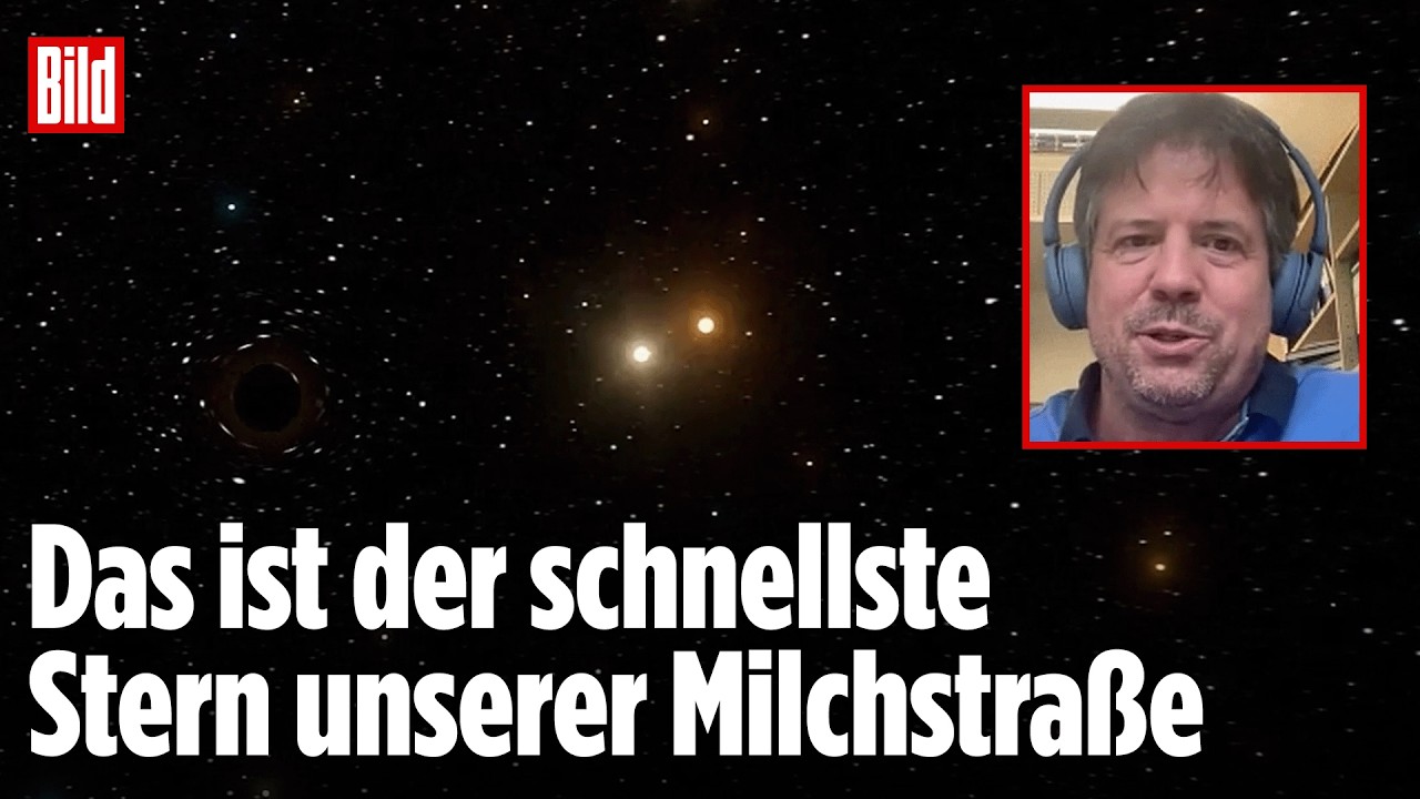 schnellster Stern Milchstraße – Illustration des schnellsten Sterns der Milchstraße A301 auf seiner Bahn um das schwarze Loc…
