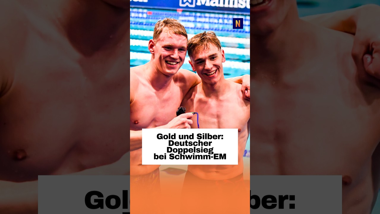Johannes Liebmann jubelt nach seinem Schwimm-EM-Sieg über 800 m Freistil im Becken in Paris