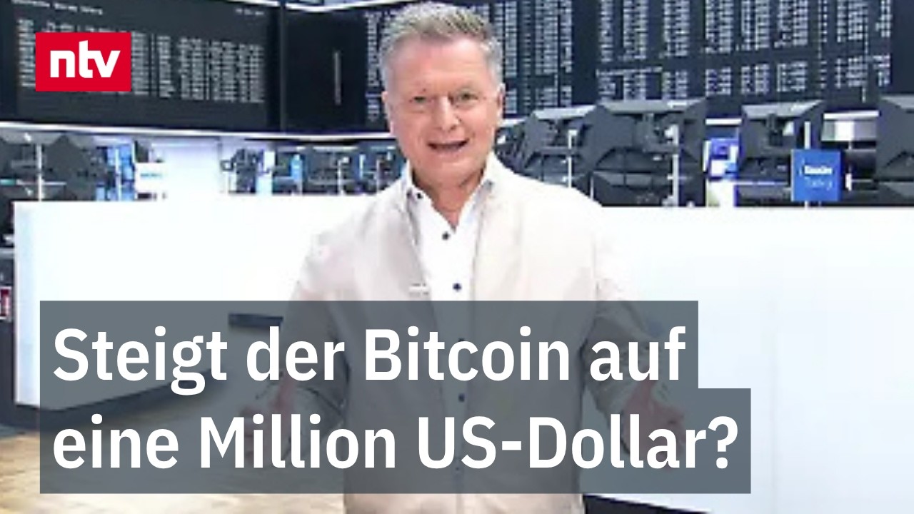 Bitcoin Million Dollar – Bitcoin-Münze vor einem steigenden Kursdiagramm – Symbol für den möglichen Bitcoin-Kurs von einer M…