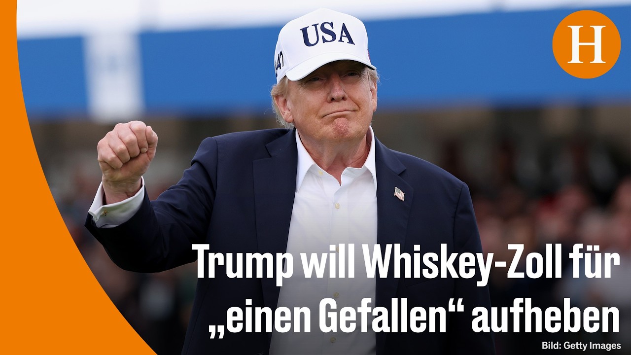 US-Präsident Donald Trump auf einem Golfplatz in Irland bei der Ankündigung der Whiskey-Zoll-Aufhebung