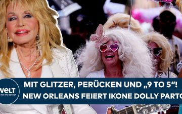 Dolly Parton – Fans in glitzernden Kostümen bei der Dolly-Parton-Gedenkparade im French Quarter von New Orleans