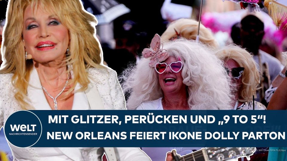 Dolly Parton – Fans in glitzernden Kostümen bei der Dolly-Parton-Gedenkparade im French Quarter von New Orleans