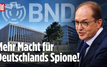 Symbolbild zur BND-Reform: Bundesadler vor dem BND-Hauptquartier in Berlin, neue Befugnisse für den Bundesnachrichtendienst