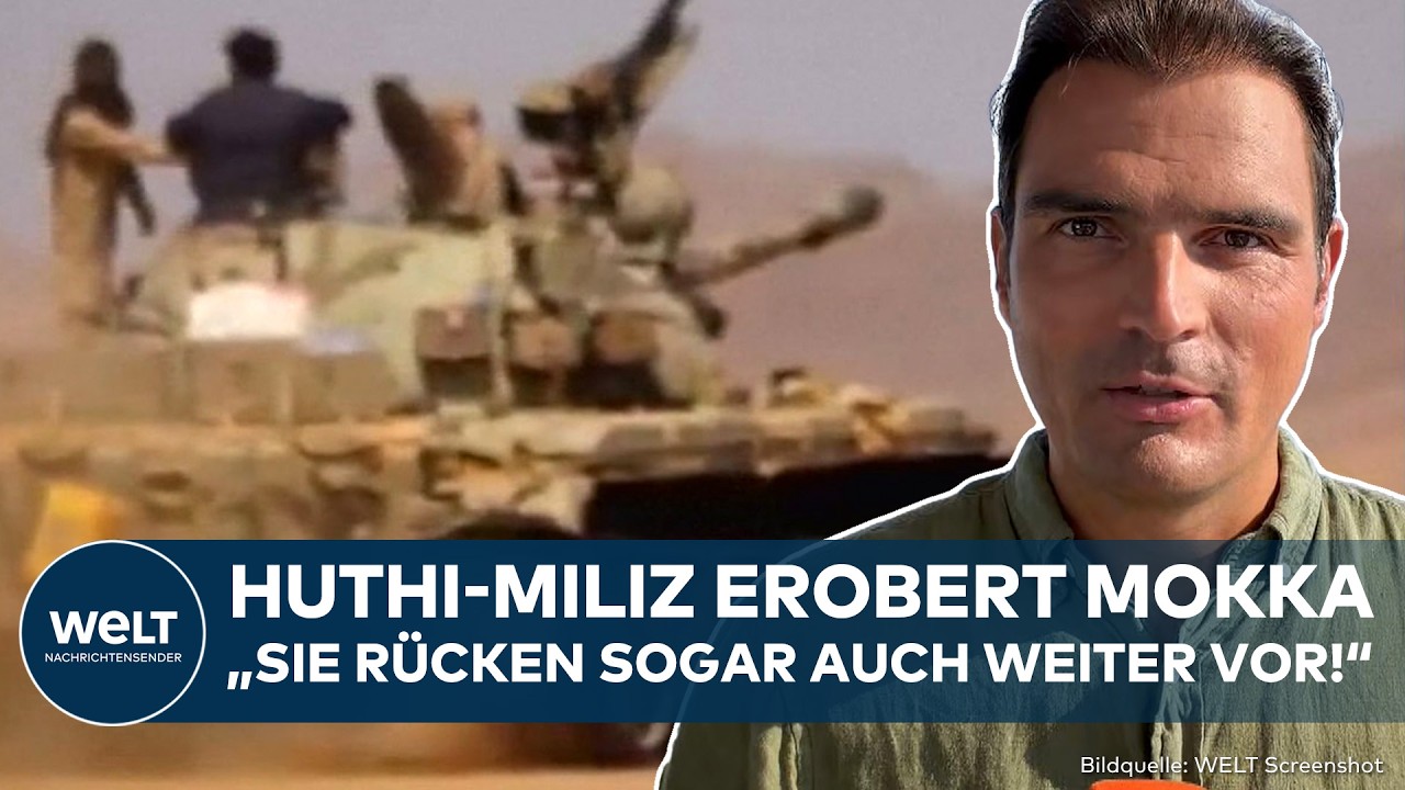 Huthi Mokka – Huthi-Milizionäre an der Küste des Roten Meeres nahe der Hafenstadt Mokka und der Meerenge Bab al-Mandab