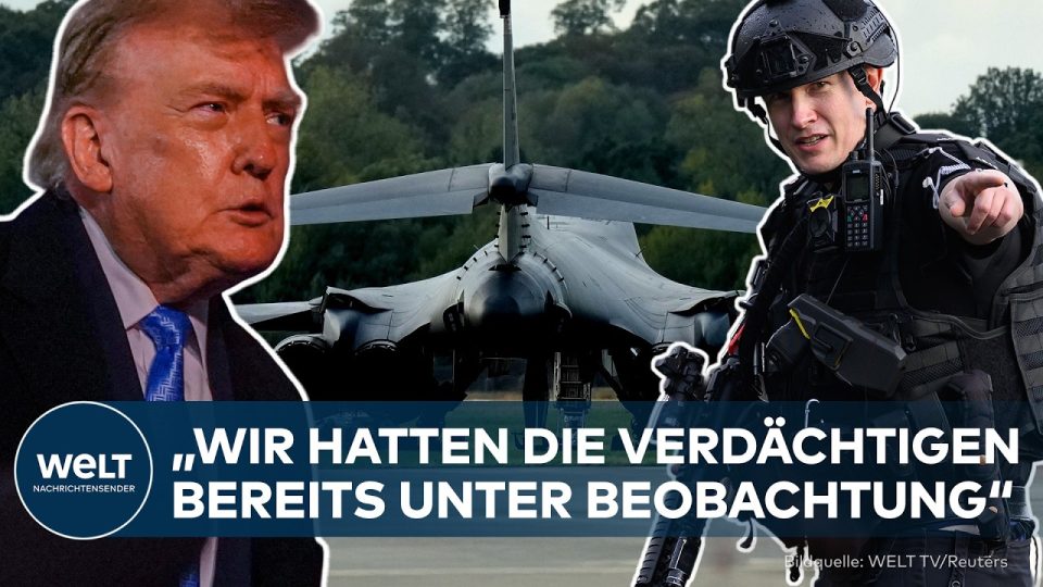 Bewaffnete Polizisten sichern das Gelände rund um den Militärstützpunkt RAF Fairford in England nach Terrorverdacht