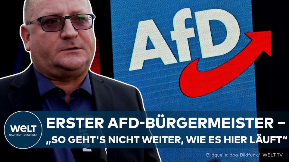 AfD-Bürgermeister Thomas Witt vor dem Rathaus in Ziesendorf, Mecklenburg-Vorpommern
