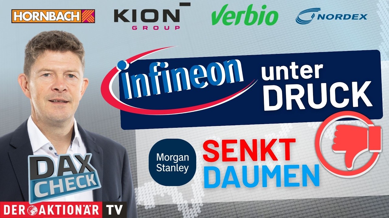 DAX-Kurstafel mit Kursanzeigen für Hornbach, Infineon und Nordex beim DAX-Check am 8. September