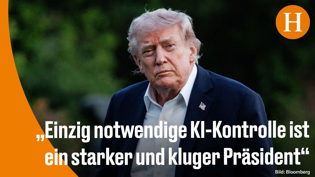 Donald Trump spricht über KI-Regulierung – Symbolbild mit KI-Schaltkreis und US-Flagge im Hintergrund