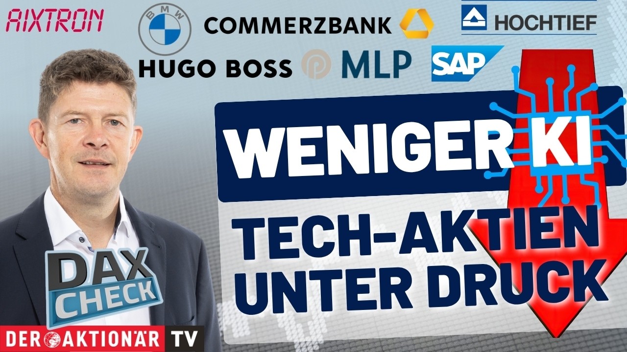 DAX-Kurstafel an der Frankfurter Börse mit sichtbarem DAX-Check Kursrückgang im Technologiesektor