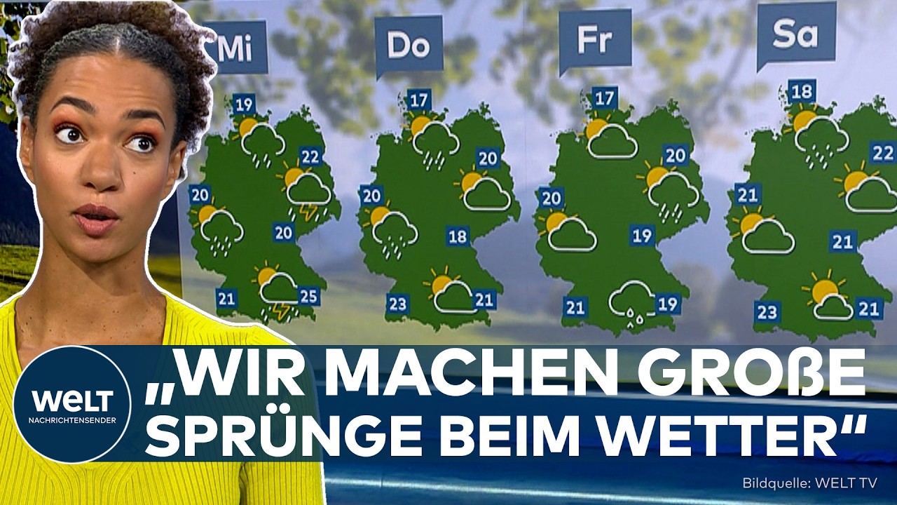 Wetterwende Deutschland – Wettervorhersage Deutschland – Sonnenschein und aufziehende Kaltfront symbolisieren die Wetterwend…