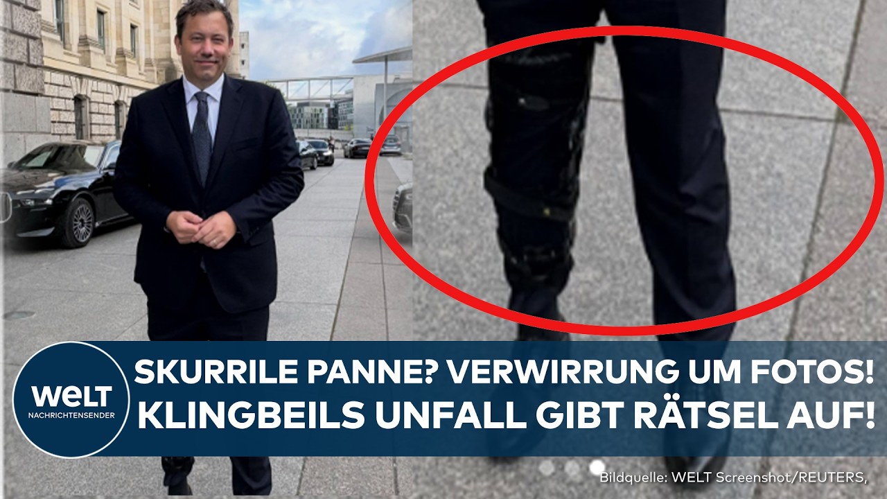 Lars Klingbeil Kreuzbandriss – Vizekanzler Lars Klingbeil mit Knieschiene nach Kreuzbandriss vor dem Bundestag in Berlin