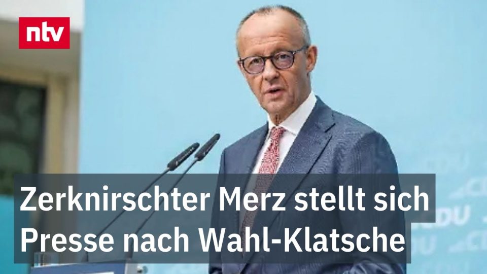 Friedrich Merz spricht nach dem schwachen CDU Wahlergebnis bei einer Pressekonferenz in Berlin