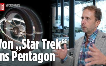 Konzeptzeichnung eines Warp-Raumschiffs aus Pentagon-Akten, Illustration des Warp-Antriebs