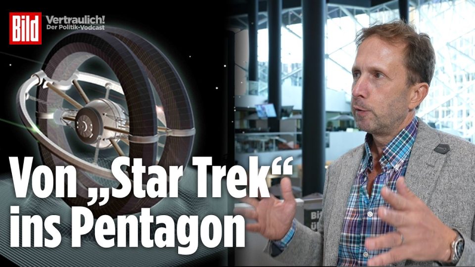Konzeptzeichnung eines Warp-Raumschiffs aus Pentagon-Akten, Illustration des Warp-Antriebs