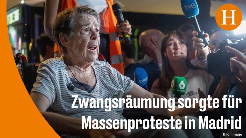 Zwangsräumung Madrid – Protestcamp auf der Puerta del Sol in Madrid nach der Zwangsräumung einer 87-Jährigen – hunderte Zelt…