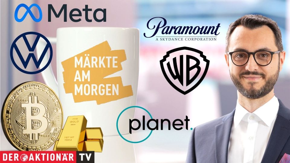 Märkte am Morgen – Börsenhandel am Morgen: Kurstafel mit steigenden Notierungen für Meta, Bitcoin und Goldpreis an den Märkt…