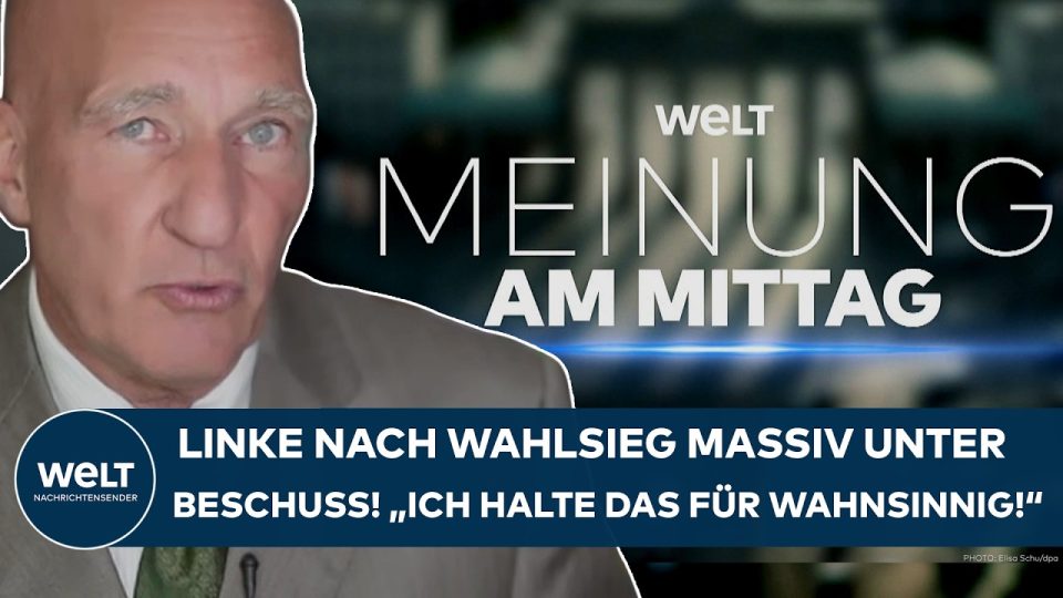 Linkspartei Verfassungsschutz – Schild der Linkspartei bei einer Wahlveranstaltung – Debatte um Verfassungsschutz-Beobachtun…