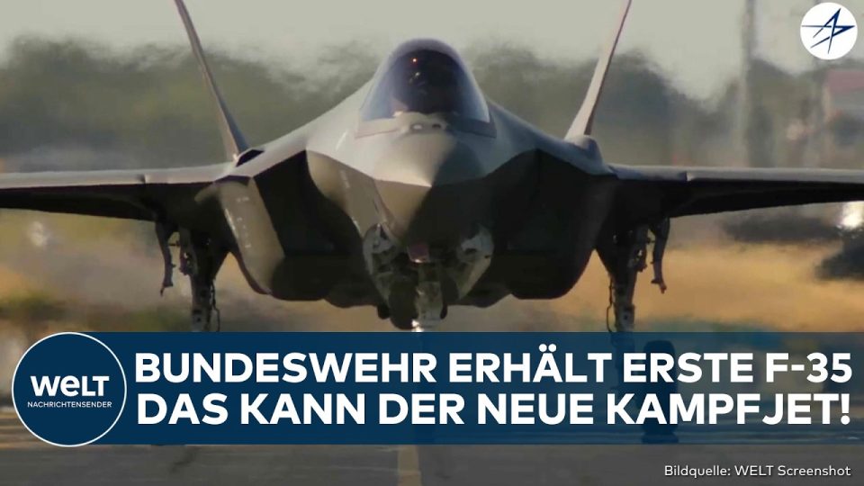 F-35 Bundeswehr – Ein F-35 Tarnkappenjets der Bundeswehr beim Überflug – Deutschlands neuer Kampfjet von Lockheed Martin