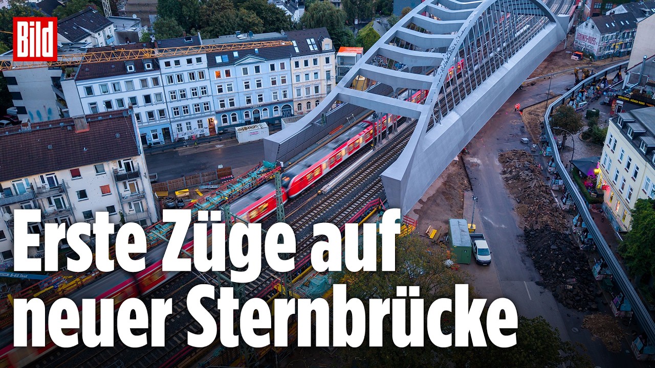 Erster Zug fährt über die neue Sternbrücke Hamburg nach Fertigstellung des Neubaus