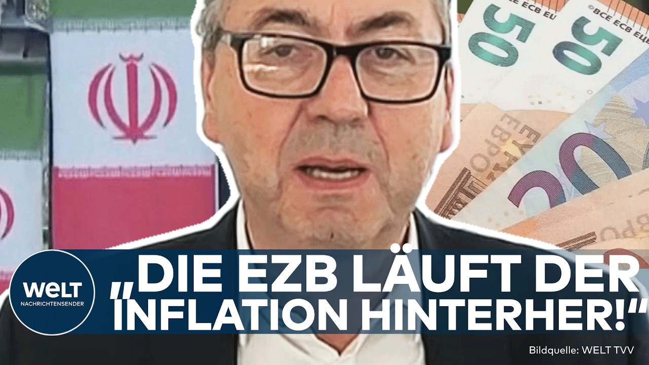 Ölpreisschock Inflation – Ölpreisschock und steigende Inflation – Händler an der Börse beobachten fallende DAX-Kurse auf Mon…