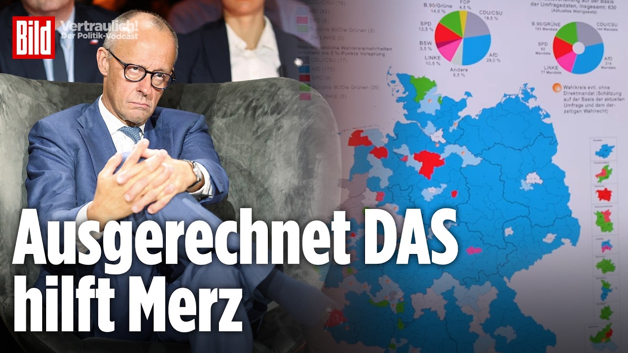 Deutschlandkarte mit AfD-Direktmandaten in Blau – Kanzlersturz Merz im politischen Fokus