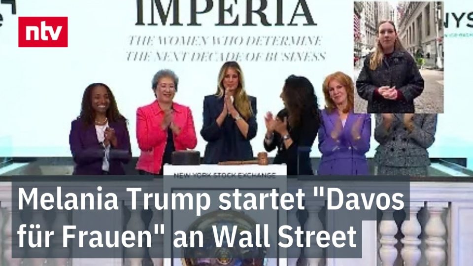 Melania Trump läutet die Eröffnungsglocke an der New York Stock Exchange beim Start des Imperia Netzwerks
