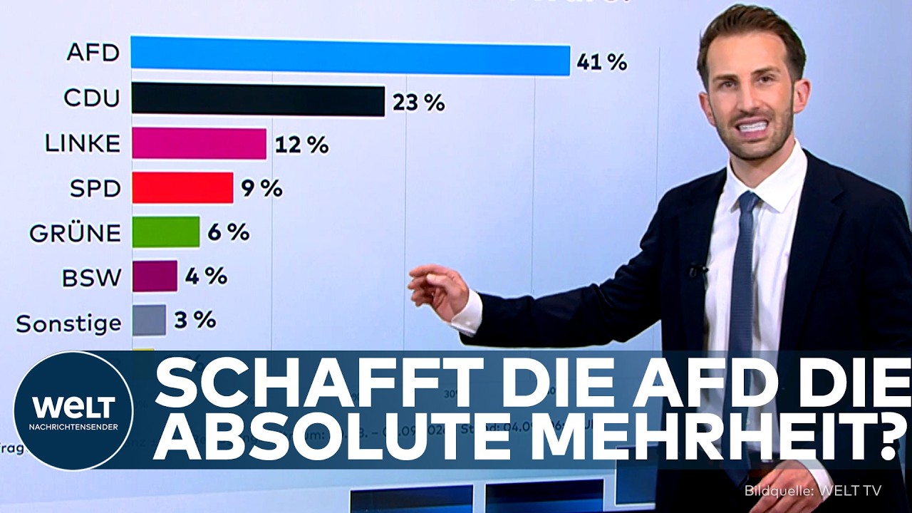 Wahlplakate zur Sachsen-Anhalt-Wahl mit AfD- und CDU-Symbolen auf einer Straße
