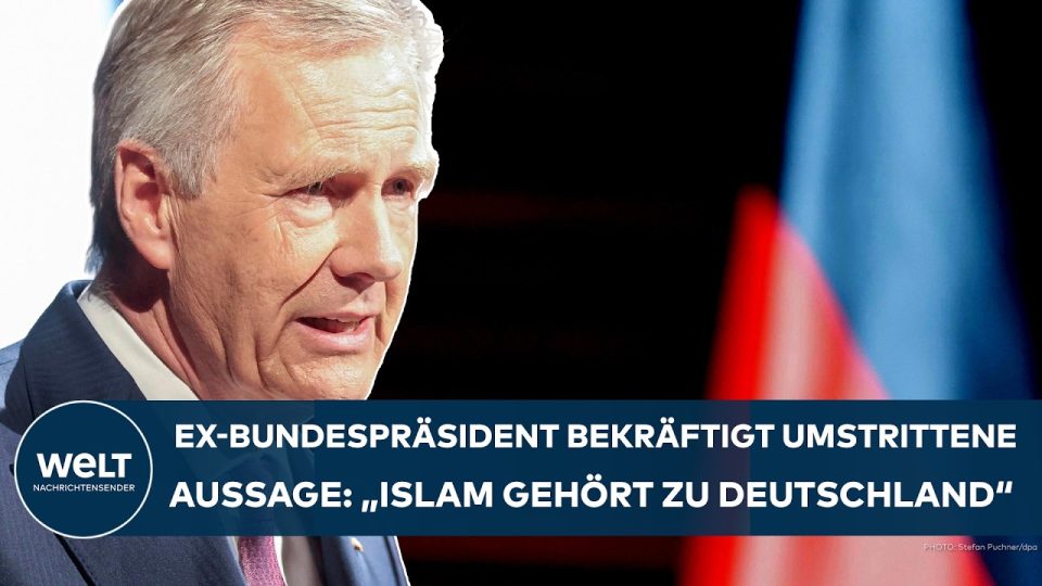 Altbundespräsident Christian Wulff spricht über Islam gehört zu Deutschland bei einem Interviewtermin