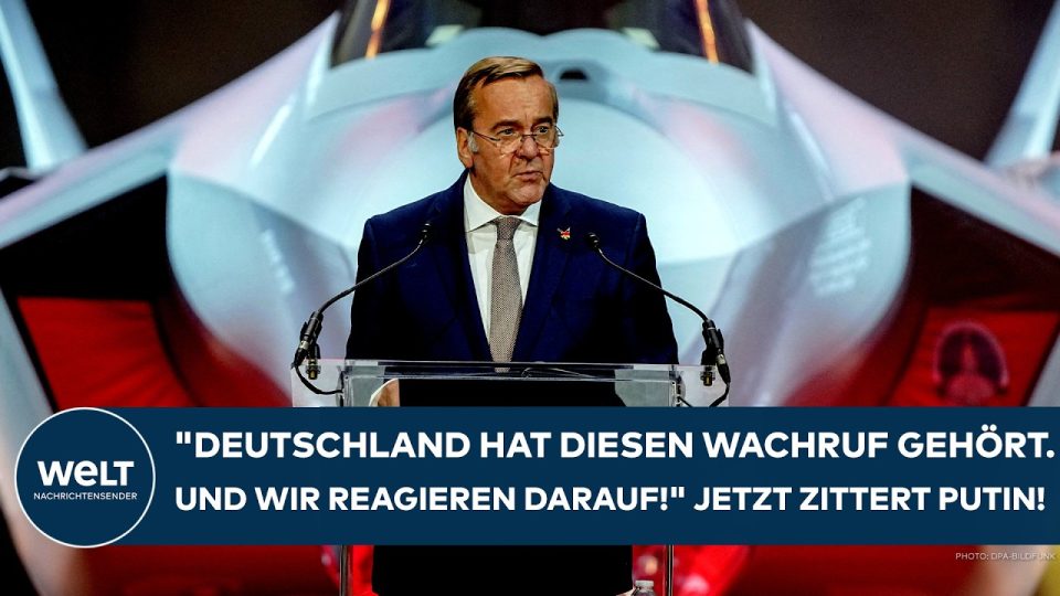 F-35 Deutschland – Bundesverteidigungsminister Boris Pistorius steht vor dem ersten deutschen F-35-Kampfflugzeug der Bundesw…