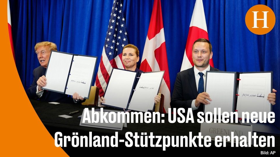 Donald Trump, Mette Frederiksen und Jens Frederik Nielsen unterzeichnen das Grönland-Abkommen bei der UN-Vollversammlung in …