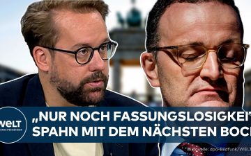 CDU-Politiker Jens Spahn und Friedrich Merz bei einer Pressekonferenz – CDU Krise und innerparteilicher Streit