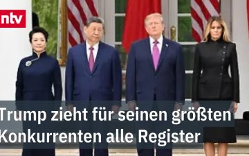 Xi Jinping Staatsbesuch – US-Präsident Trump begrüßt Chinas Staatschef Xi Jinping beim Staatsbesuch in Washington am Militär…